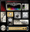 Control panel with volume knob and equalizers