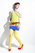 Photo: Junge Frau trägt farbige Kleidung (Color Blocking) Junge Frau trägt farbige Kleidung (Color Blocking)