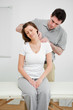 Peaceful woman having a painful neck