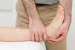 Ankle of a patient being manipulated