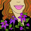 viso con fiori viola