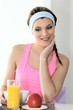 athletic woman having breakfast