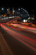 Galata bridge with car light trails