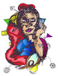 expressive hand draw of  women