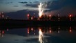 Colorful fireworks over dark sky Colorful fireworks over dark sky