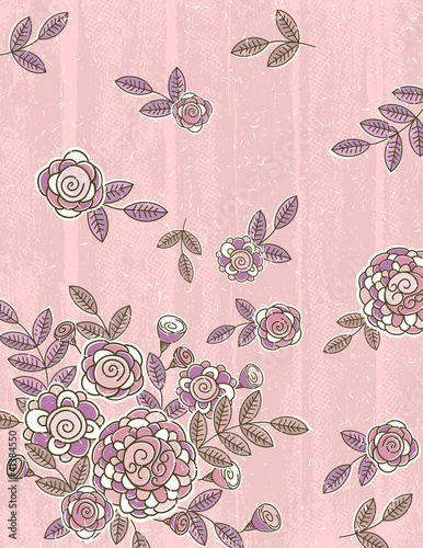 Vector: pink background of hand draw flowers, vector pink background of hand draw flowers, vector