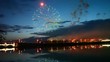 Firework streaks in the night sky Firework streaks in the night sky