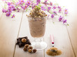 ice cream with chocolate and hazelnut