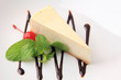 vanilla cheesecake with mint and cherry