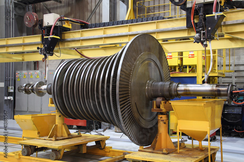 Photo: Industrial steam turbine at the workshop Industrial steam turbine at the workshop