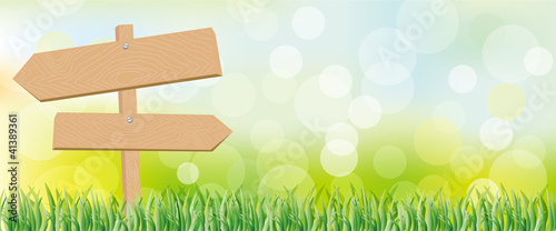 Vector: signboard and green background signboard and green background