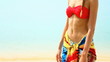 Beautiful girl spending time at sandy tropical beach