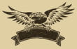 Eagle with ribbon