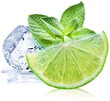 Lime, mint and ice cube