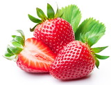 Strawberries with leaves.