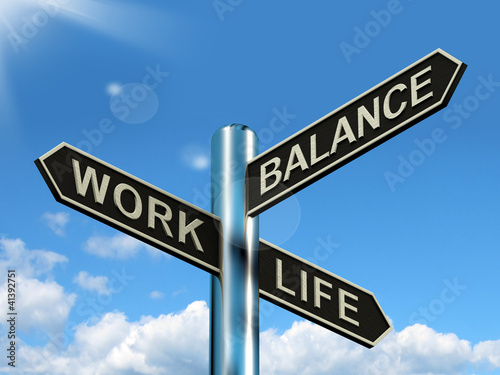 Illustration: Work Life Balance Signpost Showing Career And Leisure Harmony Work Life Balance Signpost Showing Career And Leisure Harmony