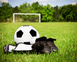 Child soccer or football gear on field Child soccer or football gear on field