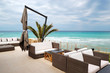 Sea view terrace by a beach at the modern luxury hotel, Thassos