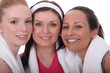 Three woman dressed in gym wear