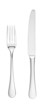 overhead knife and fork isolated on white with paths