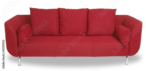 Photo: comfy red couch sofa isolated on white with clipping path comfy red couch sofa isolated on white with clipping path