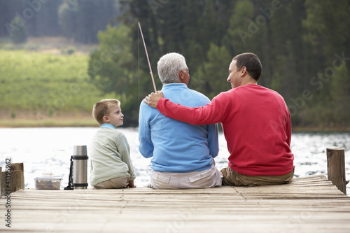 Photo: Father,son and grandfather fishing Father,son and grandfather fishing