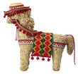straw  spanish donkey with clipping path isolated on white