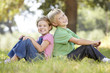 Young brother and sister in the country Young brother and sister in the country