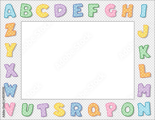Vector: Alphabet Frame, pastel, copy space, school, daycare, education Alphabet Frame, pastel, copy space, school, daycare, education