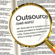 Outsource Definition Magnifier Showing Subcontracting Suppliers