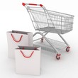 3d render shopping cart and shopping bags 3d render shopping cart and shopping bags