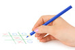 Hand with pencil and game Hand with pencil and game