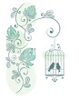Floral background - love birds