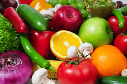 Photo: fruits and vegetables background fruits and vegetables background