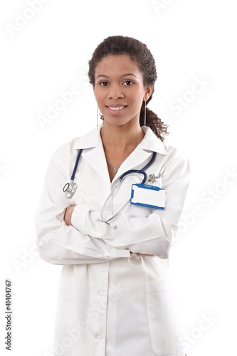 Photo: Portrait of ethnic female doctor smiling Portrait of ethnic female doctor smiling