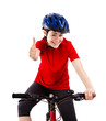 Cyclist showing OK sign isolated on white background Cyclist showing OK sign isolated on white background