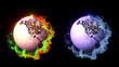 Two Earth Disco Ball  in Particle with Alpha Channel - HD1080
