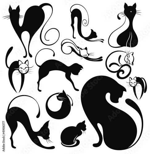 Vector: Set of cat silhouettes Set of cat silhouettes