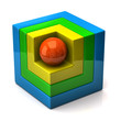 Abstract geometric figure, cube and sphere