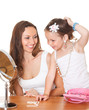 Foto: Cheerful girl and her mother Cheerful girl and her mother