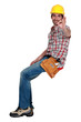 A male construction worker making an ok sign.