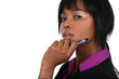Smart businesswoman thinking