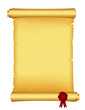 Vector illustration of scroll with red wax seal