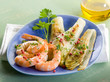appetizer with shrimp and grilled endive salad appetizer with shrimp and grilled endive salad
