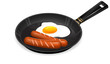 Fried eggs and sausage on pan