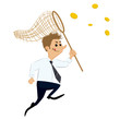 Businessman catching money