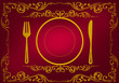 gold on red decorated menu