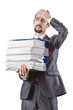 Businessman with stack of folders Businessman with stack of folders