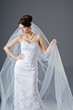 Bride in wedding dress in studio shooting