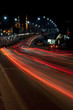 Galata bridge with car light trails